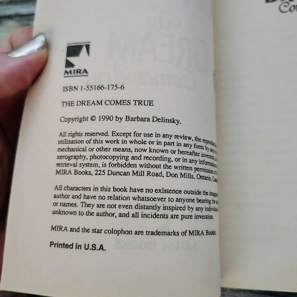 The Dream Comes True Barbara Delinsky 1996 Mira Romance Paperback Crosslyn Rise3